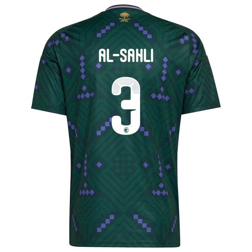 נשים ערב הסעודית Abdullah Al-Sahli #3 ירוק סגול לבן ג'רזי ביתית 26-28 חולצה קצרה