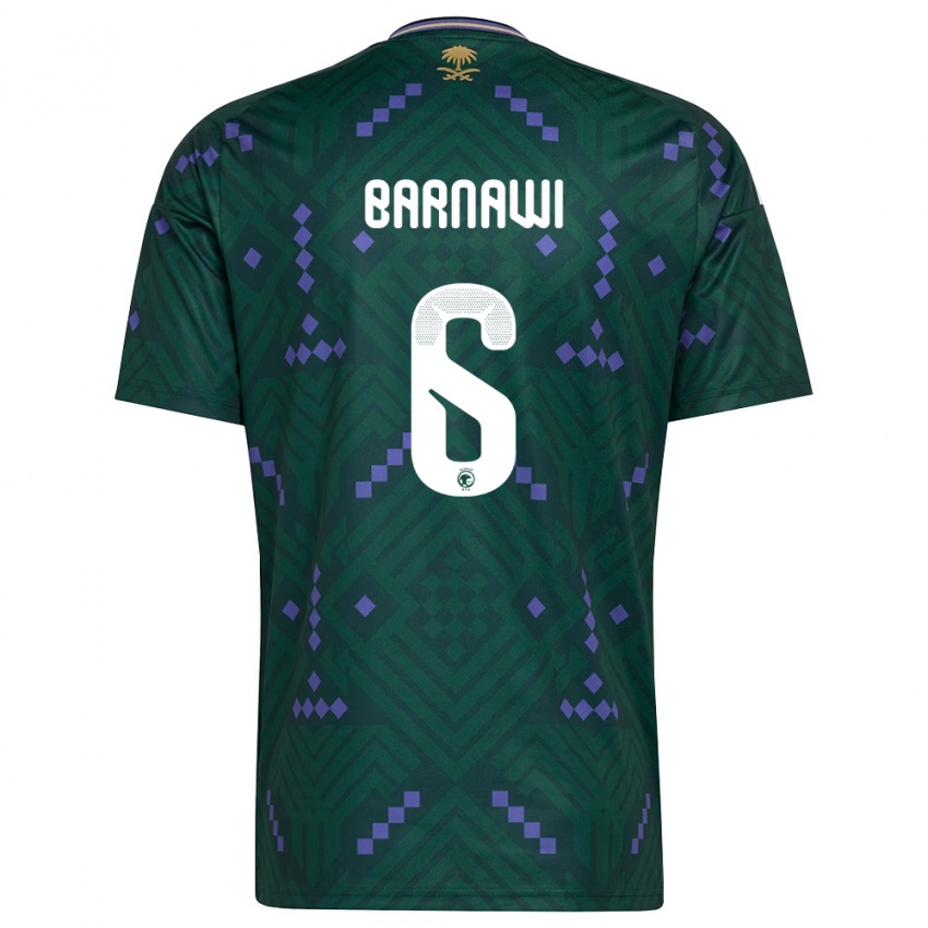 נשים ערב הסעודית Saleh Barnawi #6 ירוק סגול לבן ג'רזי ביתית 26-28 חולצה קצרה