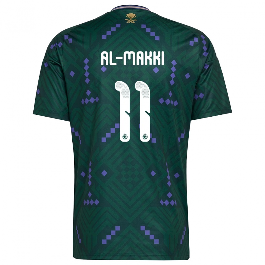 נשים ערב הסעודית Ali Al-Makki #11 ירוק סגול לבן ג'רזי ביתית 26-28 חולצה קצרה