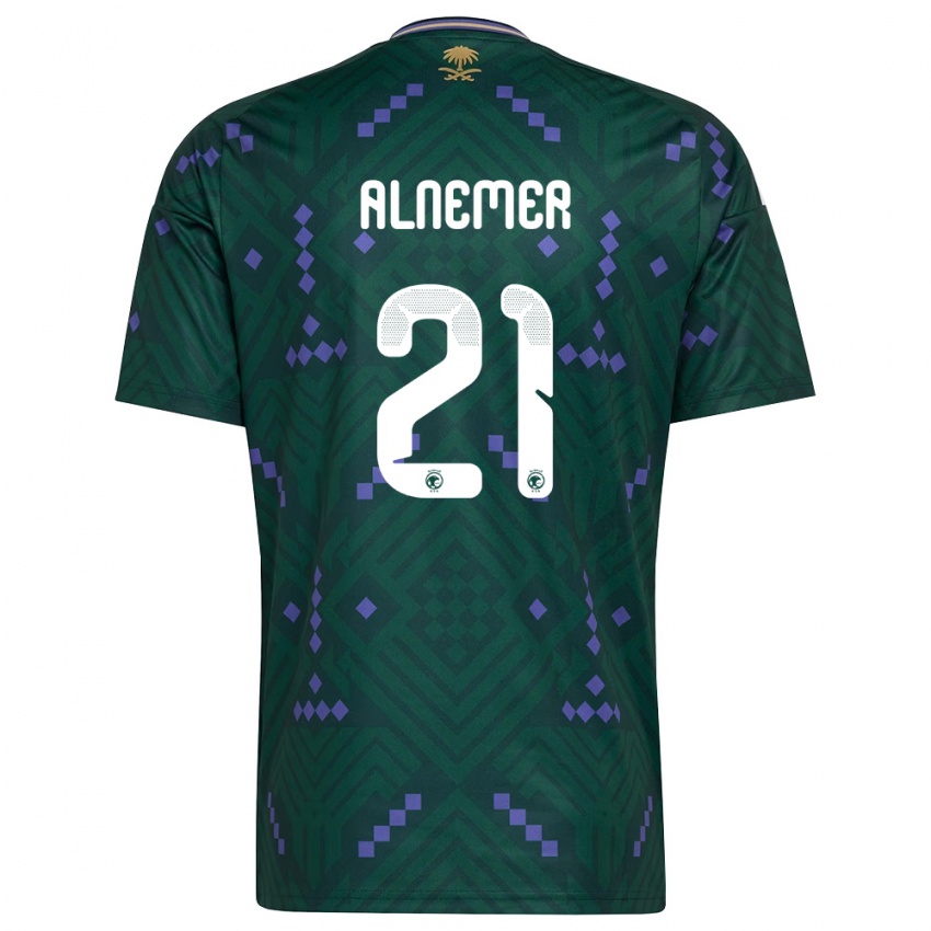 נשים ערב הסעודית משארי אל-נמר #21 ירוק סגול לבן ג'רזי ביתית 26-28 חולצה קצרה