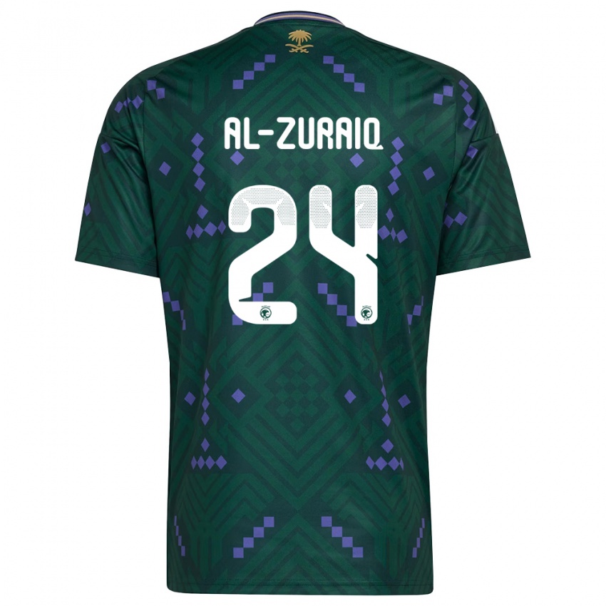 נשים ערב הסעודית Saeed Ibrahim Al-Zuraiq #24 ירוק סגול לבן ג'רזי ביתית 26-28 חולצה קצרה