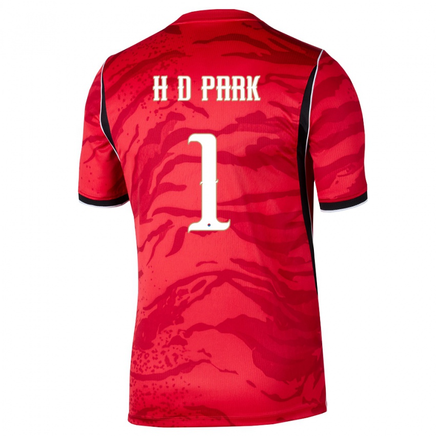 נשים דרום קוריאה Do-Hun Park #1 אדום לבן שחור ג'רזי ביתית 26-28 חולצה קצרה