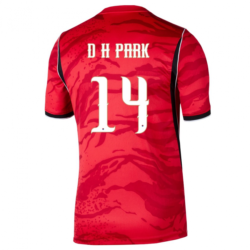 נשים דרום קוריאה Do-Hyeon Park #14 אדום לבן שחור ג'רזי ביתית 26-28 חולצה קצרה
