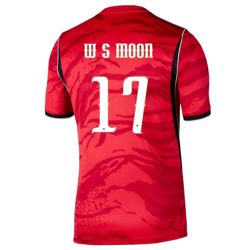 נשים דרום קוריאה Seong-Woo Moon #17 אדום לבן שחור ג'רזי ביתית 26-28 חולצה קצרה