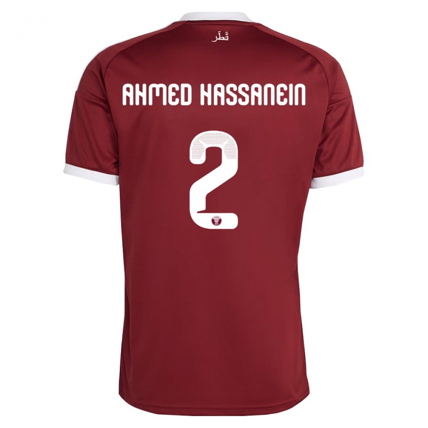 נשים קטאר Seifeldin Ahmed Hassanein #2 אדום בורדו לבן ג'רזי ביתית 26-28 חולצה קצרה