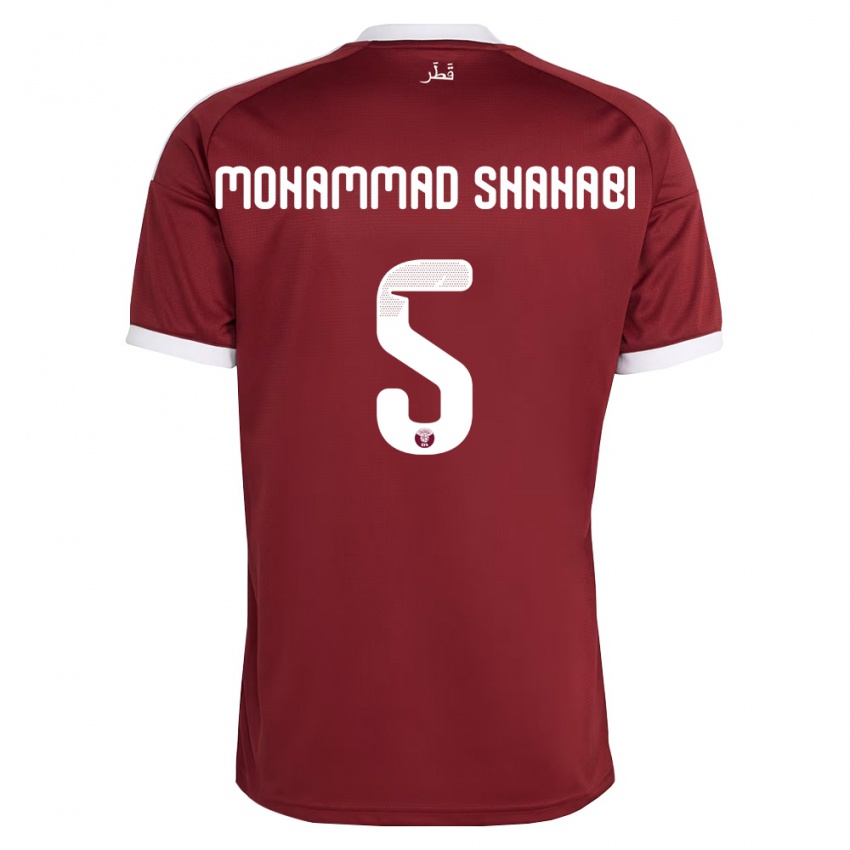 נשים קטאר Ali Mohammad Shahabi #5 אדום בורדו לבן ג'רזי ביתית 26-28 חולצה קצרה