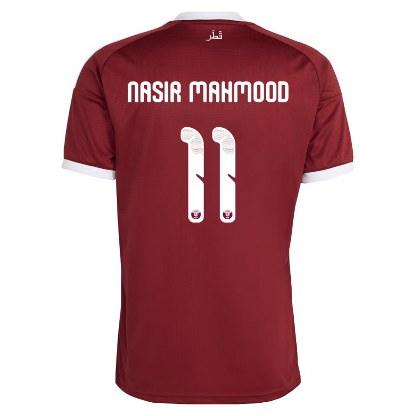 נשים קטאר Ahmad Nasir Mahmood #11 אדום בורדו לבן ג'רזי ביתית 26-28 חולצה קצרה