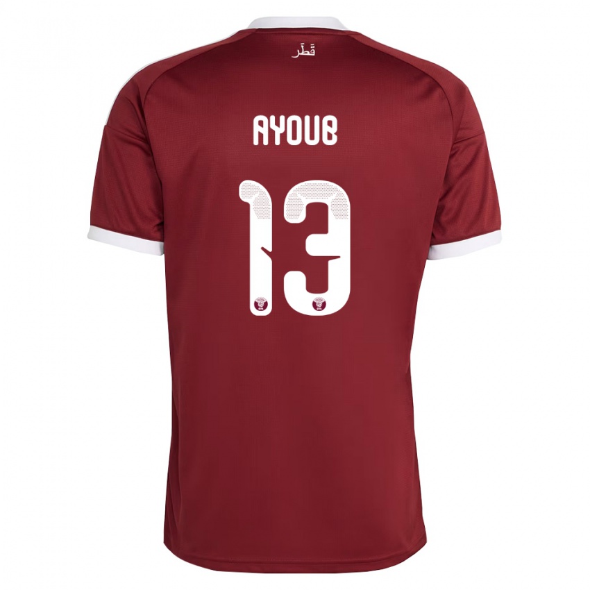 נשים קטאר Ayoub Al-Oui #13 אדום בורדו לבן ג'רזי ביתית 26-28 חולצה קצרה