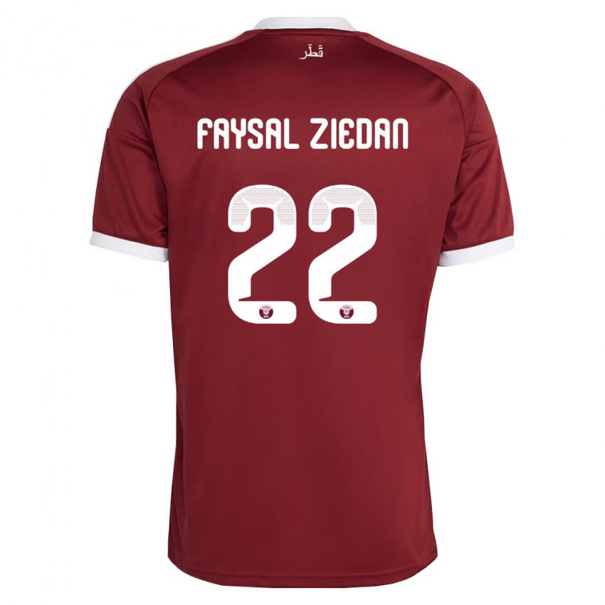 נשים קטאר Chris Faysal Ziedan #22 אדום בורדו לבן ג'רזי ביתית 26-28 חולצה קצרה