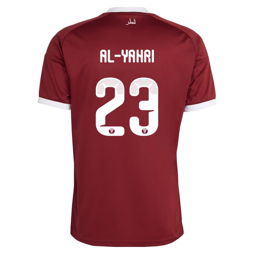 נשים קטאר Nawaf Al-Yahri #23 אדום בורדו לבן ג'רזי ביתית 26-28 חולצה קצרה