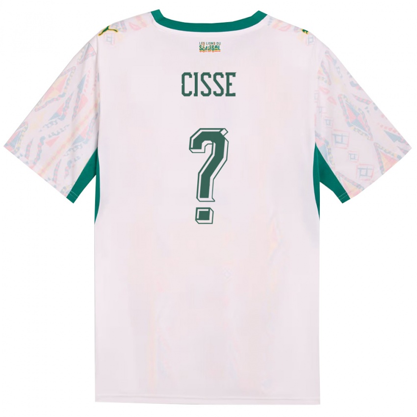 נשים סנגל Moussa Cisse #0 לבן ירוק צהוב ג'רזי ביתית 26-28 חולצה קצרה