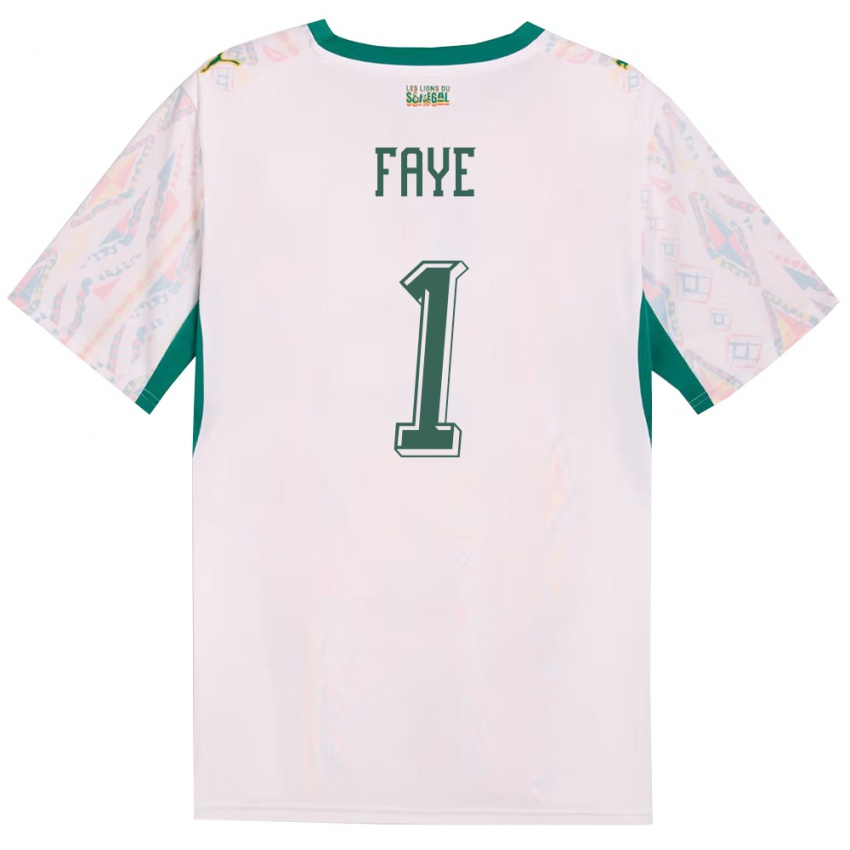 נשים סנגל Birame Faye #1 לבן ירוק צהוב ג'רזי ביתית 26-28 חולצה קצרה