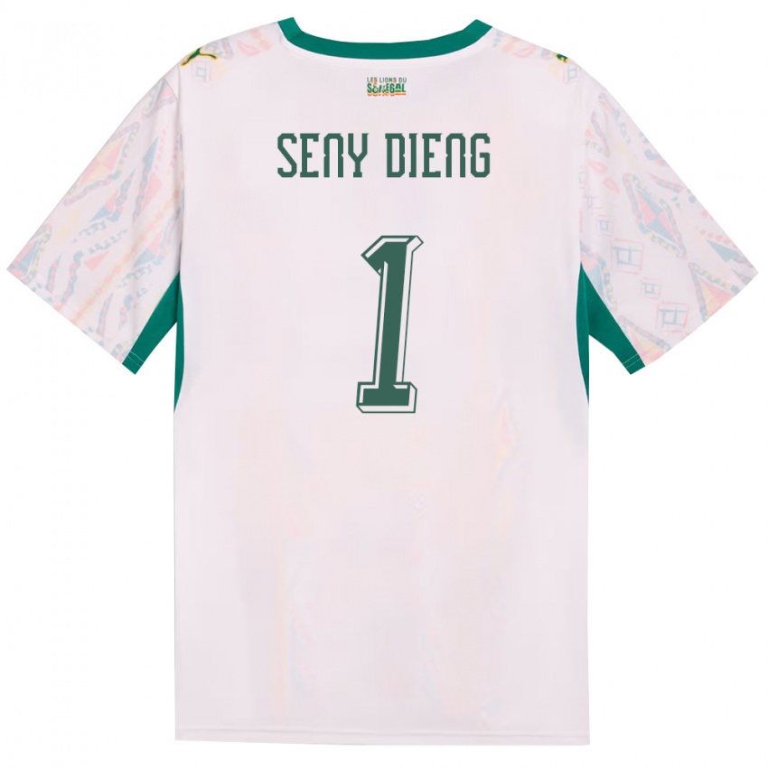 נשים סנגל סני דיאנג #1 לבן ירוק צהוב ג'רזי ביתית 26-28 חולצה קצרה