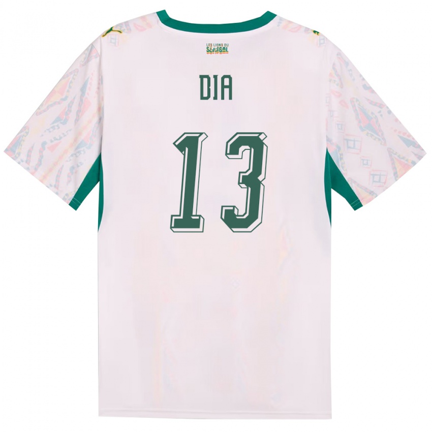 נשים סנגל Abdourahmane Dia #13 לבן ירוק צהוב ג'רזי ביתית 26-28 חולצה קצרה