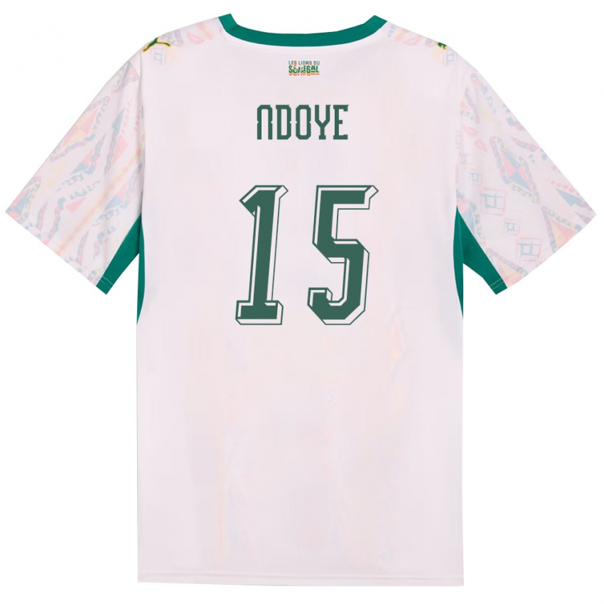נשים סנגל Abdoulaye Ndoye #15 לבן ירוק צהוב ג'רזי ביתית 26-28 חולצה קצרה
