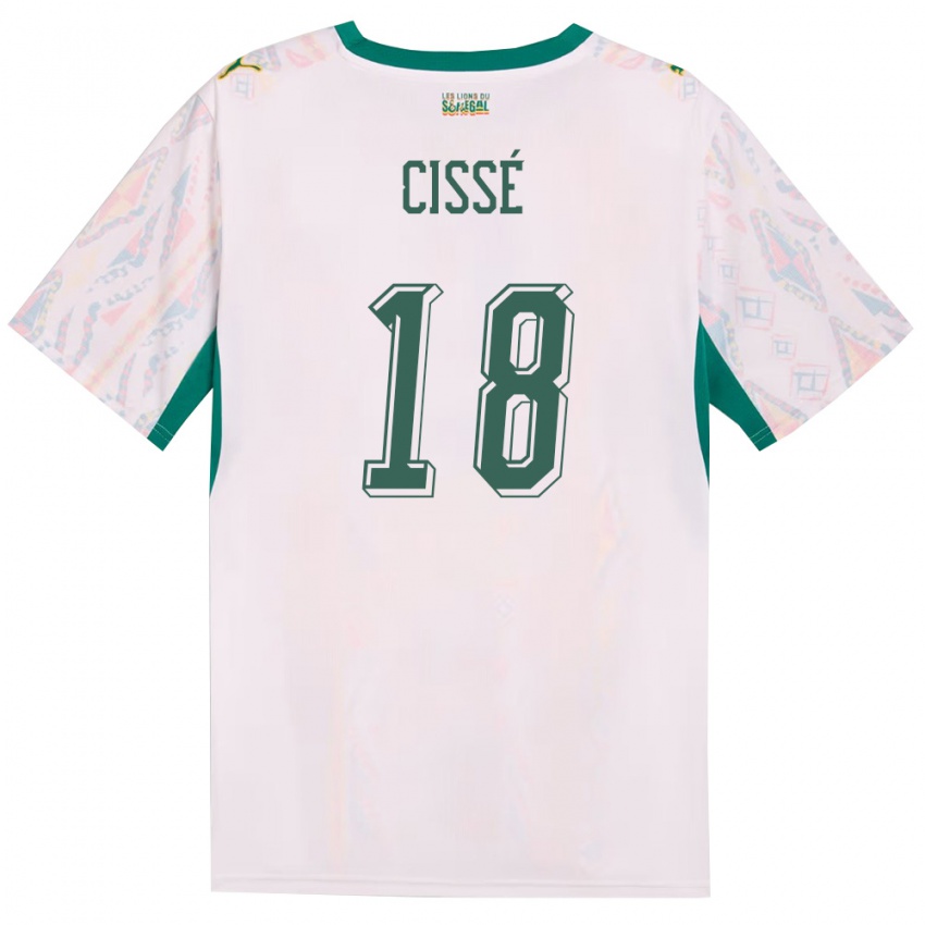 נשים סנגל Moussa Cissé #18 לבן ירוק צהוב ג'רזי ביתית 26-28 חולצה קצרה