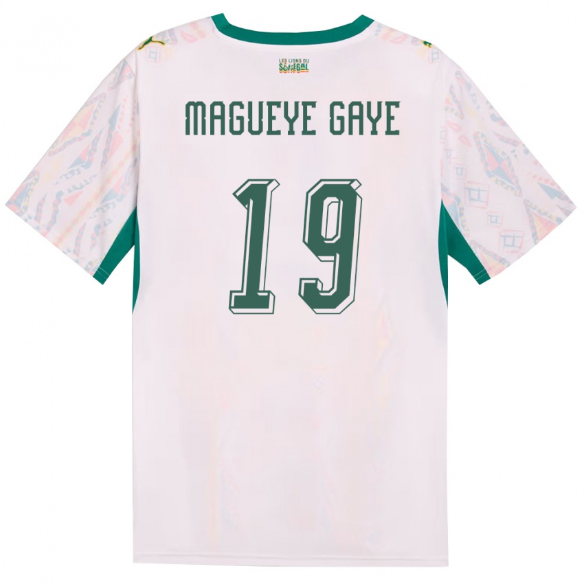 נשים סנגל Papa Magueye Gaye #19 לבן ירוק צהוב ג'רזי ביתית 26-28 חולצה קצרה