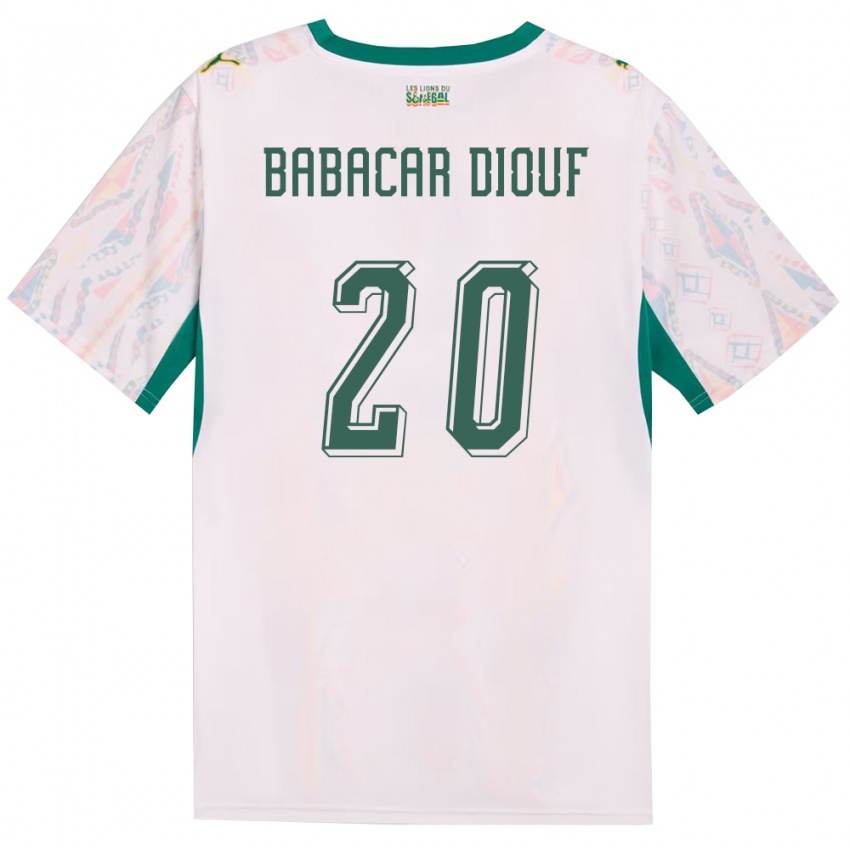 נשים סנגל Khalifa Babacar Diouf #20 לבן ירוק צהוב ג'רזי ביתית 26-28 חולצה קצרה