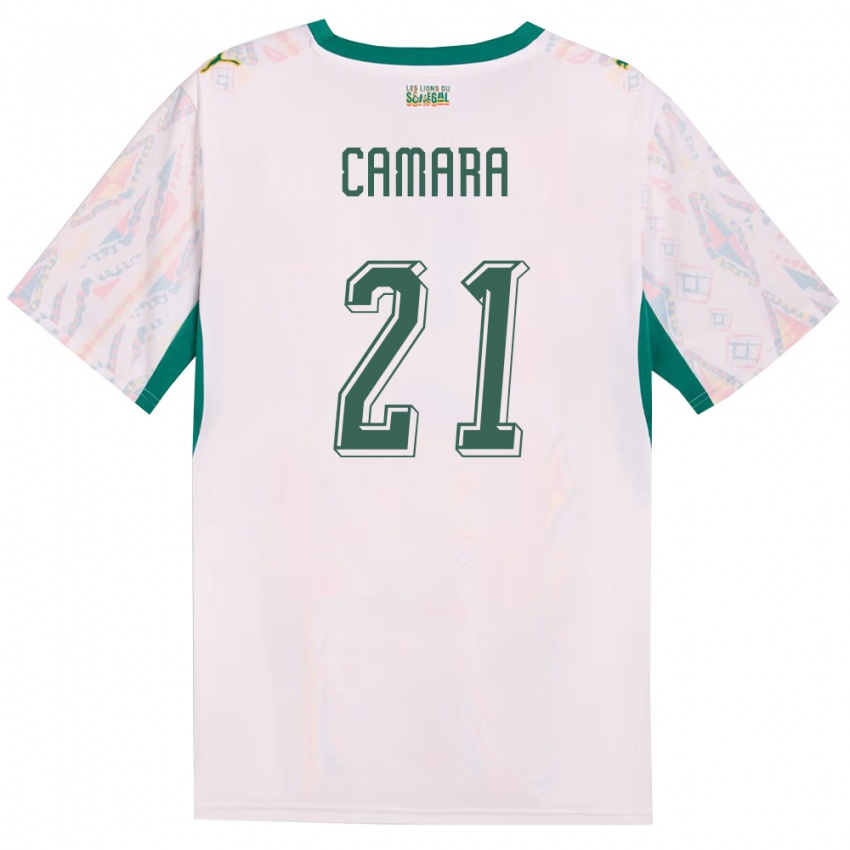 נשים סנגל Mamadou Camara #21 לבן ירוק צהוב ג'רזי ביתית 26-28 חולצה קצרה