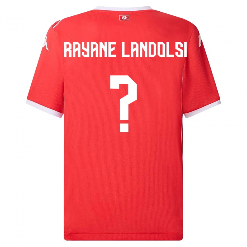נשים תוניסיה Mohamed Rayane Landolsi #0 אדום לבן ג'רזי ביתית 26-28 חולצה קצרה