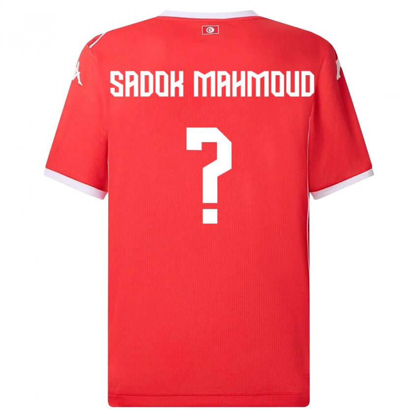 נשים תוניסיה Mohamed Sadok Mahmoud #0 אדום לבן ג'רזי ביתית 26-28 חולצה קצרה