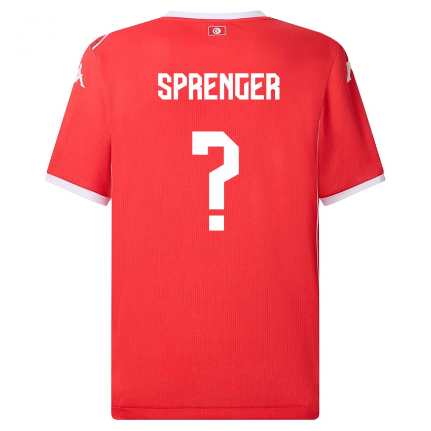 נשים תוניסיה Melvyn Sprenger #0 אדום לבן ג'רזי ביתית 26-28 חולצה קצרה