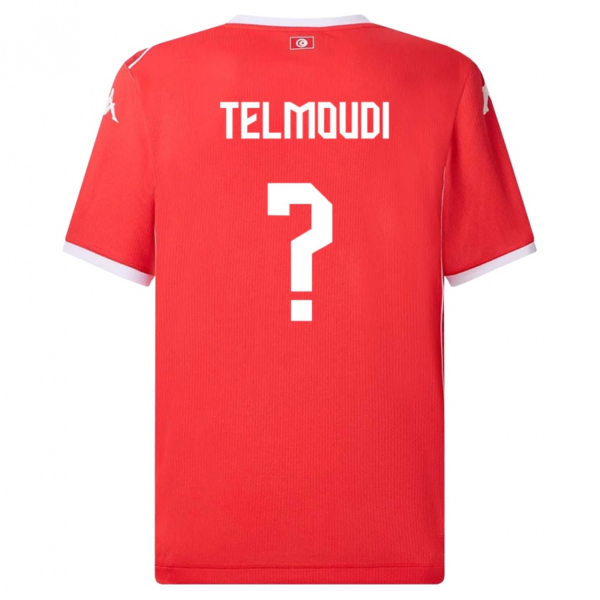 נשים תוניסיה Naïm Telmoudi #0 אדום לבן ג'רזי ביתית 26-28 חולצה קצרה