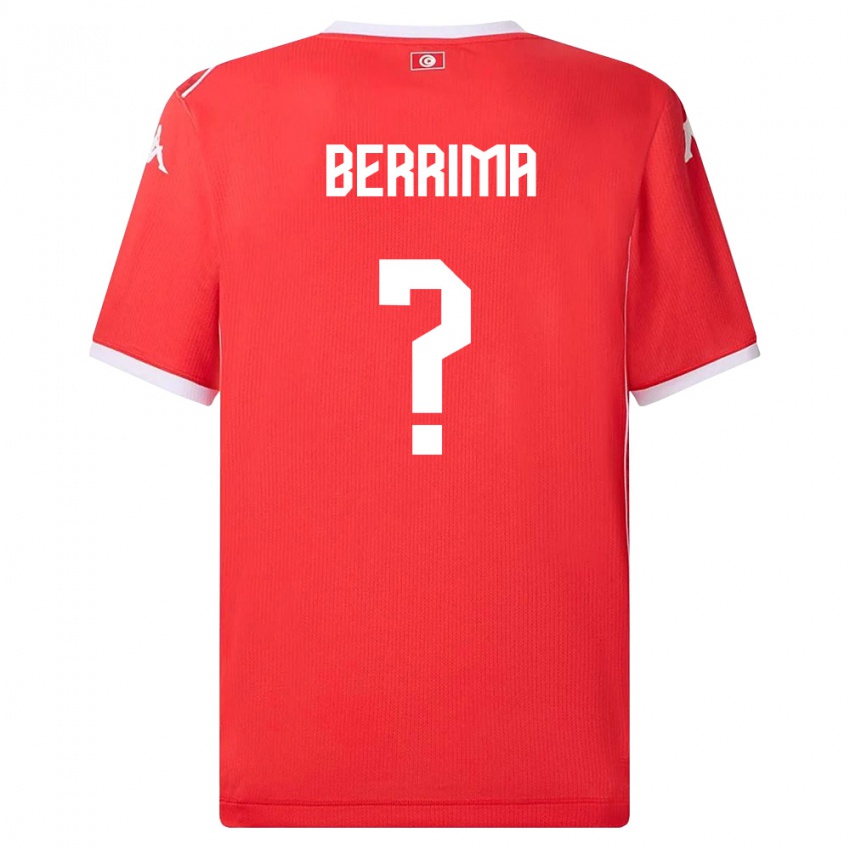 נשים תוניסיה Zied Berrima #0 אדום לבן ג'רזי ביתית 26-28 חולצה קצרה