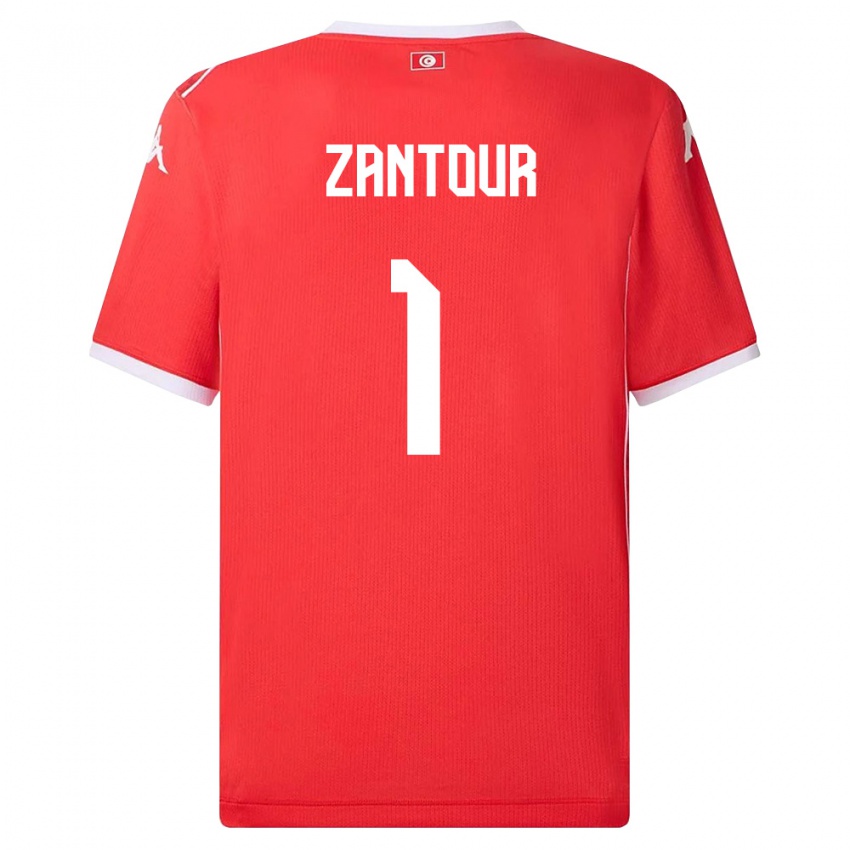 נשים תוניסיה Ishak Zantour #1 אדום לבן ג'רזי ביתית 26-28 חולצה קצרה