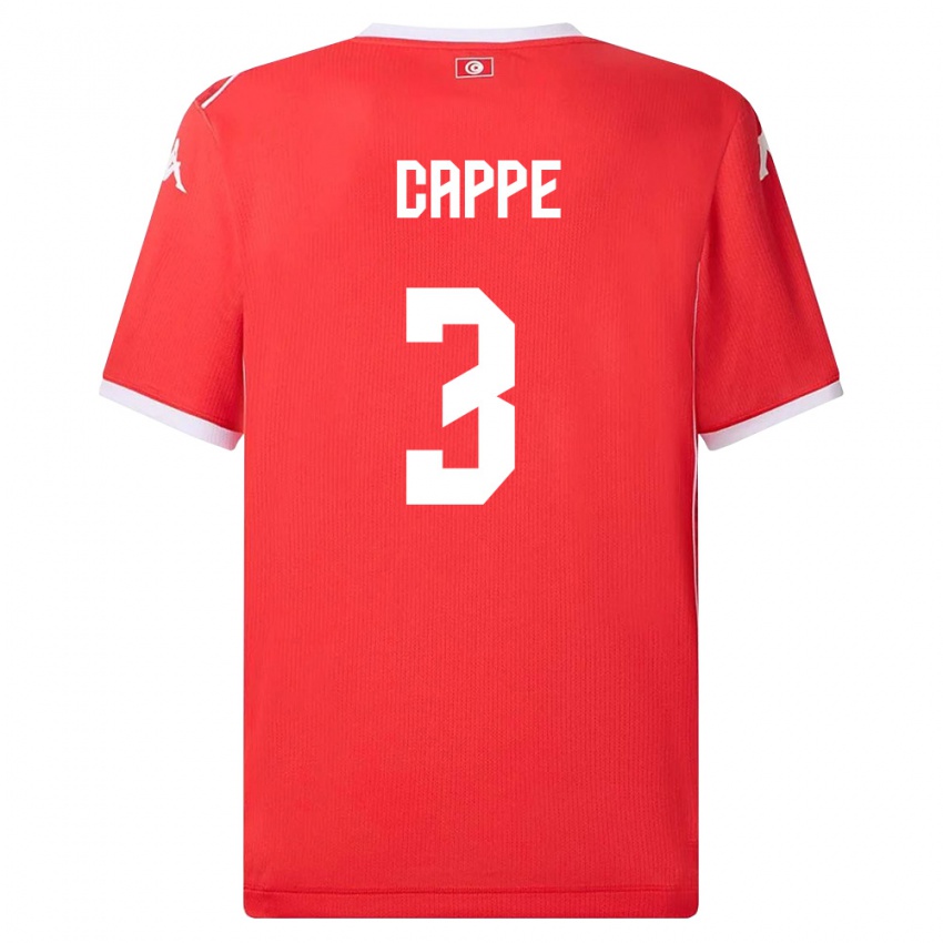 נשים תוניסיה Djibril Cappe #3 אדום לבן ג'רזי ביתית 26-28 חולצה קצרה