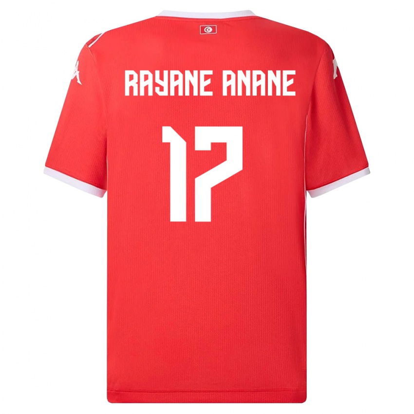 נשים תוניסיה Mohamed Rayane Anane #17 אדום לבן ג'רזי ביתית 26-28 חולצה קצרה
