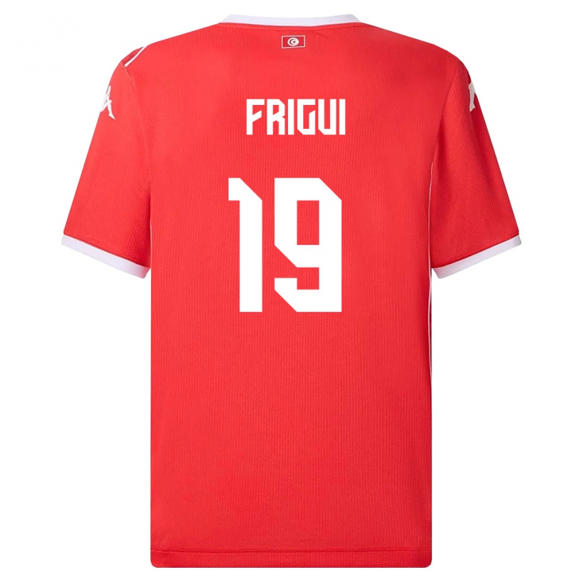 נשים תוניסיה Becem Frigui #19 אדום לבן ג'רזי ביתית 26-28 חולצה קצרה