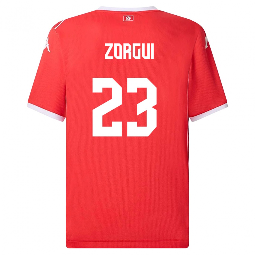 נשים תוניסיה Sofyane Zorgui #23 אדום לבן ג'רזי ביתית 26-28 חולצה קצרה