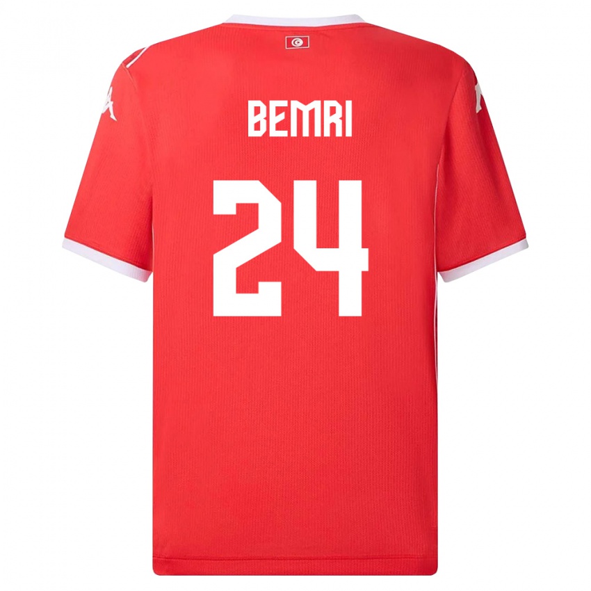 נשים תוניסיה Ahmed Bemri #24 אדום לבן ג'רזי ביתית 26-28 חולצה קצרה