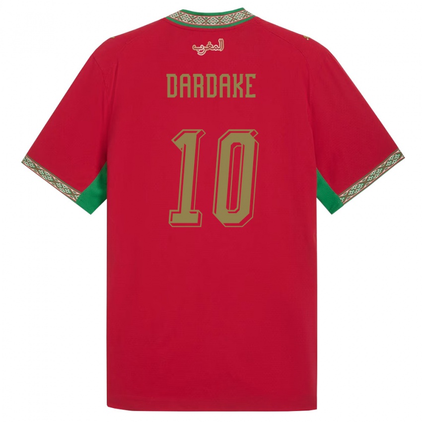 נשים מָרוֹקוֹ Wassim Dardake #10 אדום ירוק לבן ג'רזי ביתית 26-28 חולצה קצרה