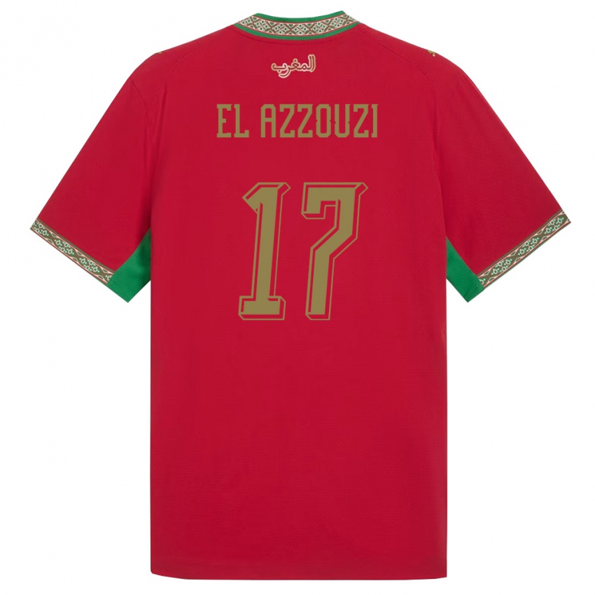 נשים מָרוֹקוֹ אוסאמה אל-עזוזי #17 אדום ירוק לבן ג'רזי ביתית 26-28 חולצה קצרה