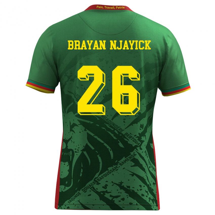 נשים קמרון Fils Brayan Njayick #26 ירוק צהוב אדום ג'רזי ביתית 26-28 חולצה קצרה