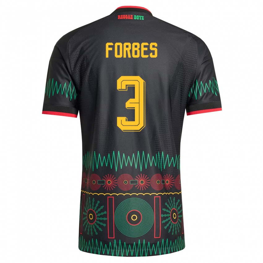 נשים ג'מייקה Michael Forbes #3 שחור אדום צהוב הרחק ג'רזי 26-28 חולצה קצרה