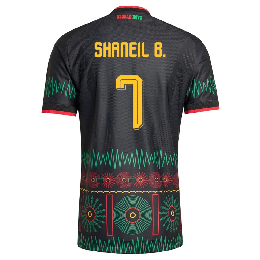 נשים ג'מייקה Shaneil Buckley #7 שחור אדום צהוב הרחק ג'רזי 26-28 חולצה קצרה