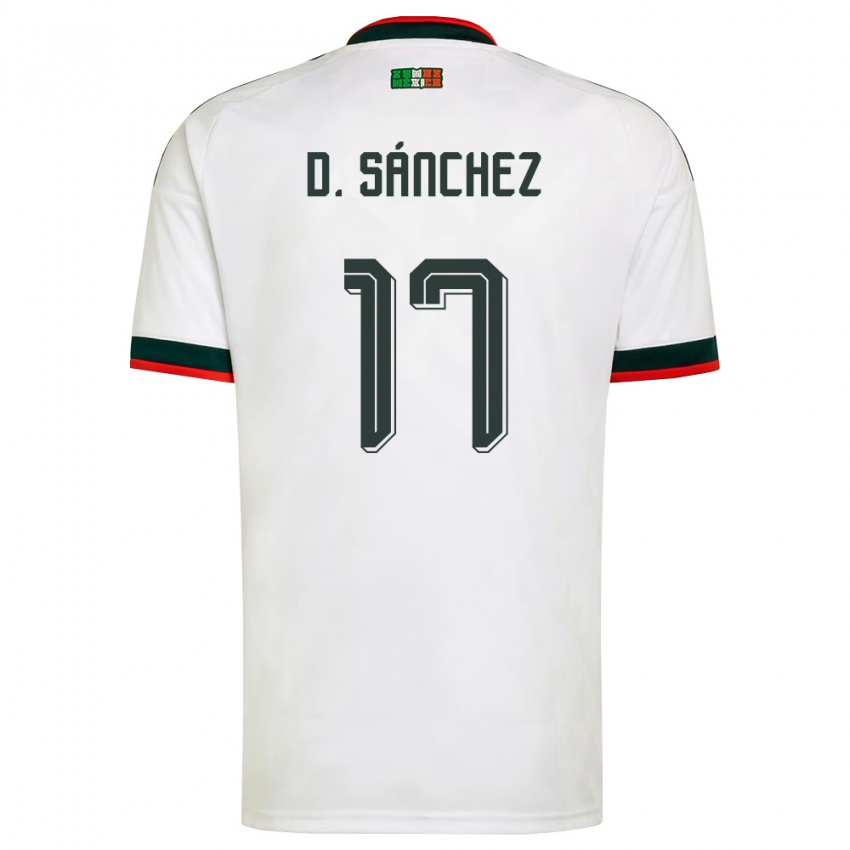 נשים מקסיקו Diego Sánchez #17 לבן בורדו ירוק הרחק ג'רזי 26-28 חולצה קצרה