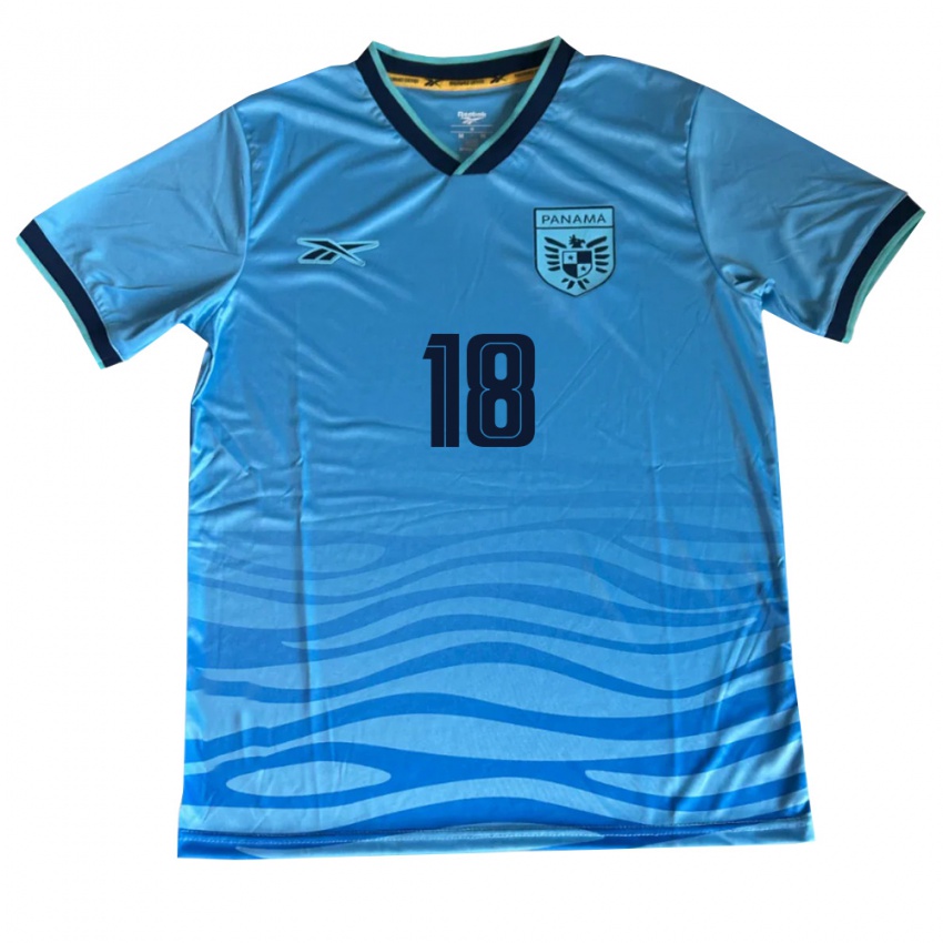נשים פנמה Jordan Robles #18 כחול שמיים שחור הרחק ג'רזי 26-28 חולצה קצרה
