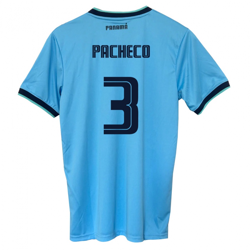נשים פנמה Joseph Pacheco #3 כחול שמיים שחור הרחק ג'רזי 26-28 חולצה קצרה