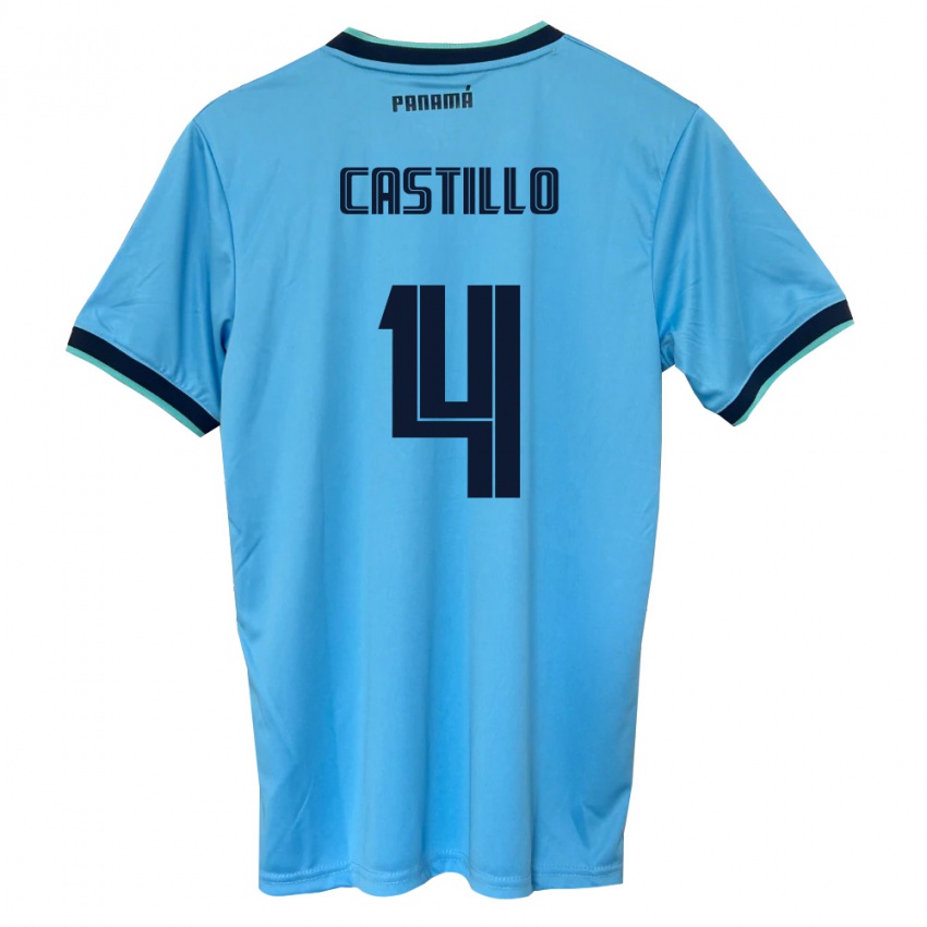 נשים פנמה Katherine Castillo #4 כחול שמיים שחור הרחק ג'רזי 26-28 חולצה קצרה