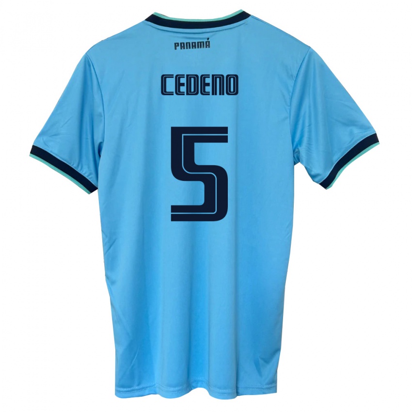 נשים פנמה Edward Cedeño #5 כחול שמיים שחור הרחק ג'רזי 26-28 חולצה קצרה