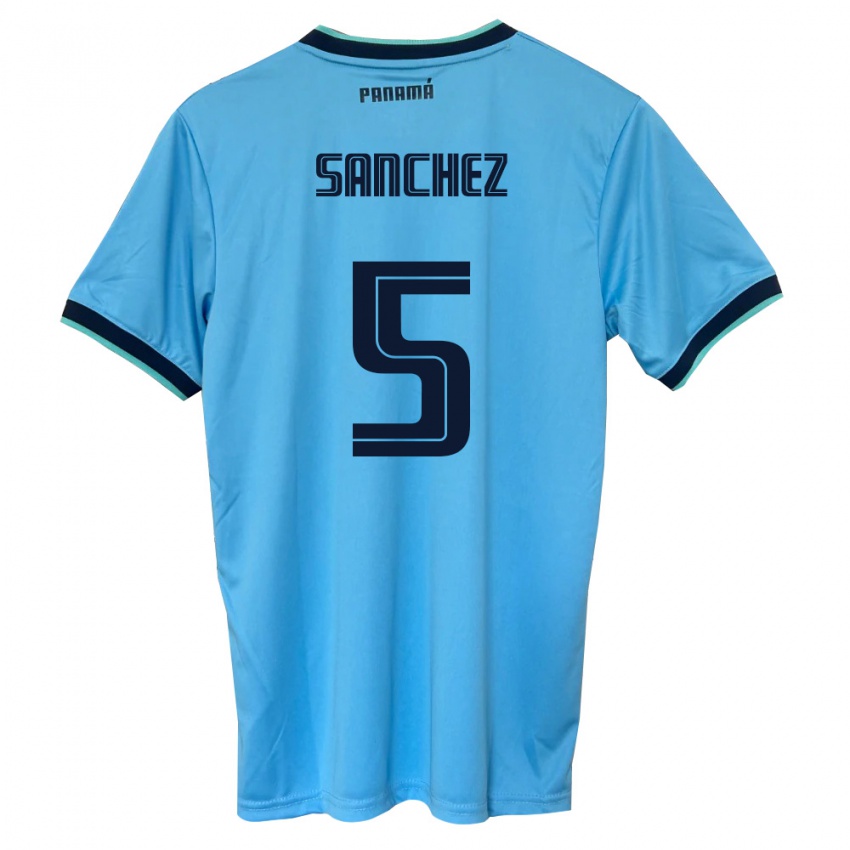 נשים פנמה Leydis Sánchez #5 כחול שמיים שחור הרחק ג'רזי 26-28 חולצה קצרה