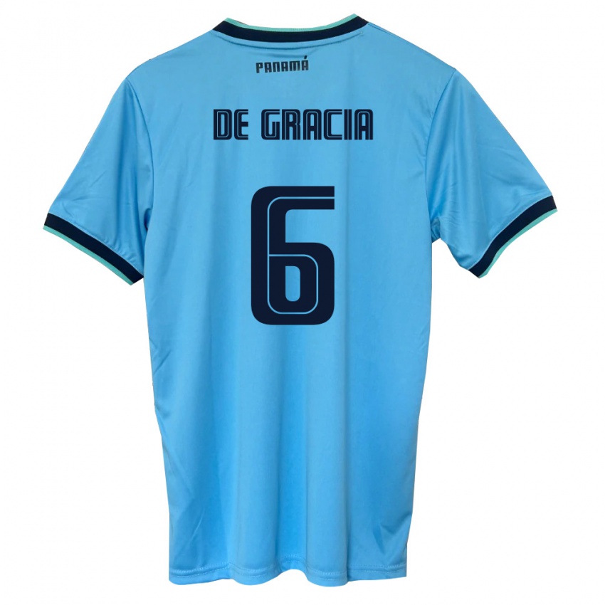 נשים פנמה Klissman De Gracia #6 כחול שמיים שחור הרחק ג'רזי 26-28 חולצה קצרה