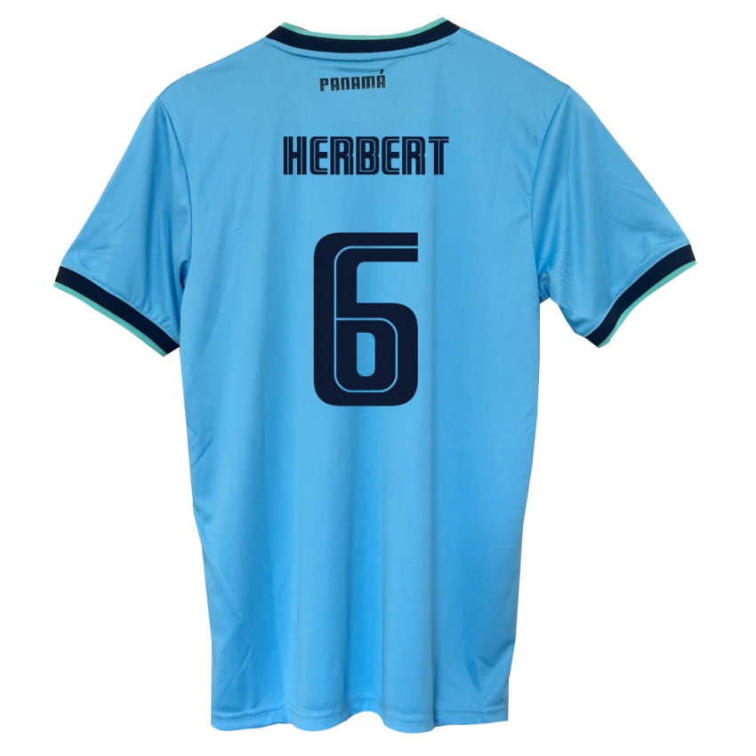נשים פנמה Giovany Herbert #6 כחול שמיים שחור הרחק ג'רזי 26-28 חולצה קצרה