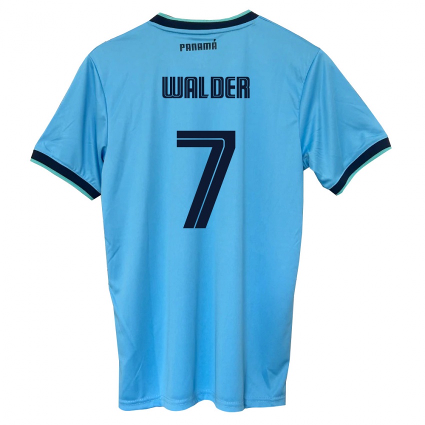 נשים פנמה Kevin Walder #7 כחול שמיים שחור הרחק ג'רזי 26-28 חולצה קצרה