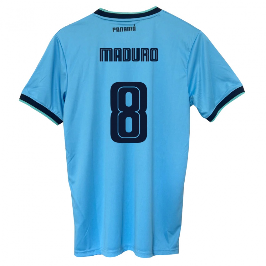 נשים פנמה Alfredo Maduro #8 כחול שמיים שחור הרחק ג'רזי 26-28 חולצה קצרה