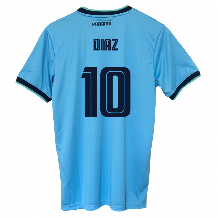 נשים פנמה איסמאל דיאס #10 כחול שמיים שחור הרחק ג'רזי 26-28 חולצה קצרה